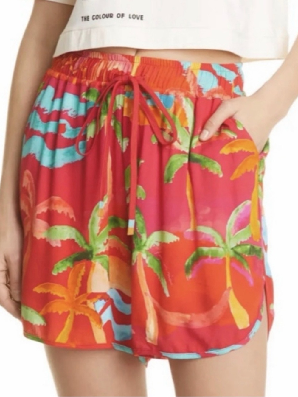 FARM Rio Vibrant Pink & Coral Tropical Print Shorts